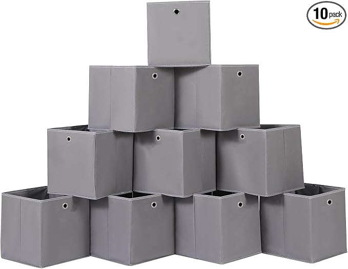 Foldable Storage Cubes Bins, 11 Inch Cloth Storage Cube Fabric Storage Box by NieEnjoy