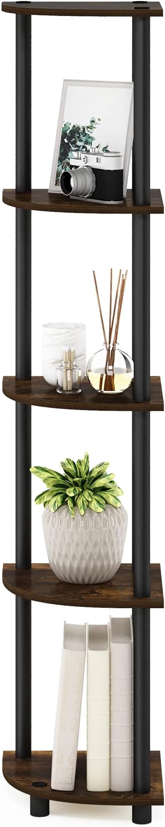 Furinno TURN-N-TUBE Corner Shelf, 5-Tier Corner Bookshelf, Open Storage Shelves - Image 6