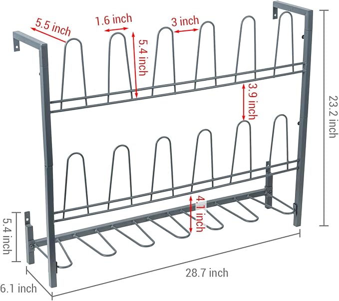 MyGift Premium Urban Gray Metal Hanging Shoe Rack - Image 5