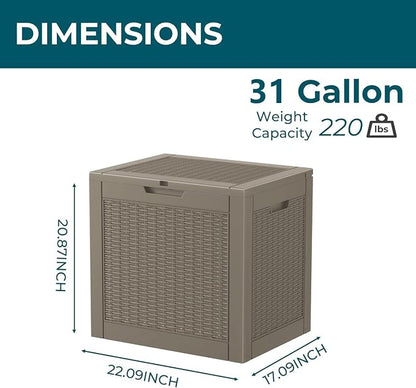Vixzen 31 Gallon Deck Boxes Outdoor Waterproof, Lockable Outdoor Storage Bench - Image 6