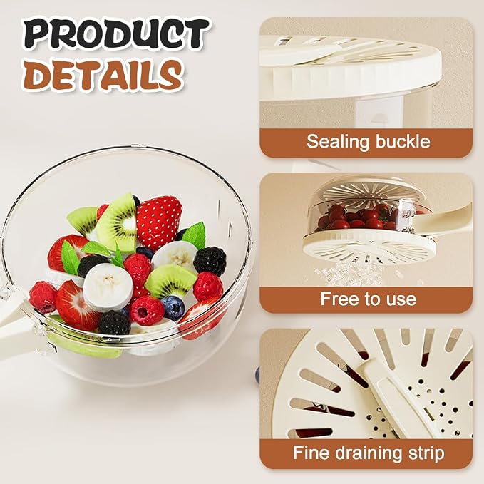 Multi-Functional Fruit and Vegetable Washing Bowl, Fruit Strainer Container - Image 6