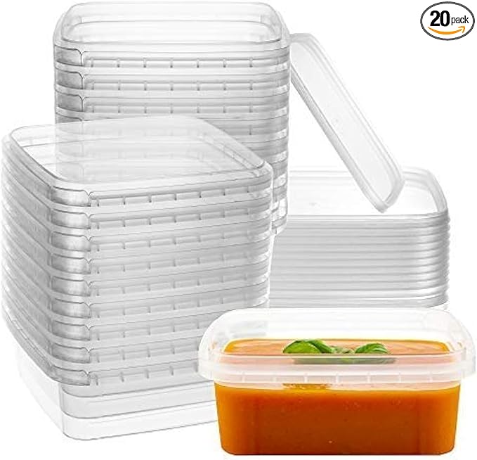 NYHI 8 oz 20 Pack Square Clear Deli Containers by NYHI