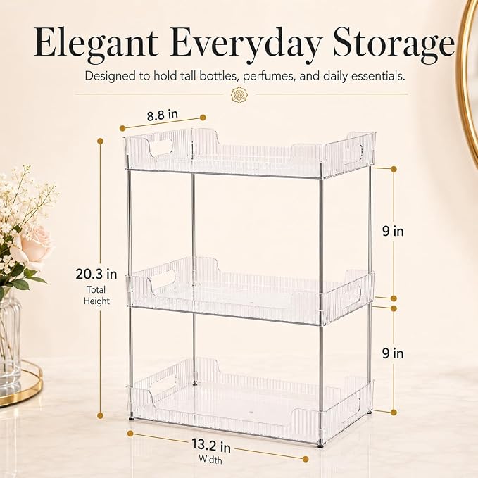 Goderewild 3 Tier Bathroom Counter Organizer, Fits A4 Size Makeup Organizer - Image 2