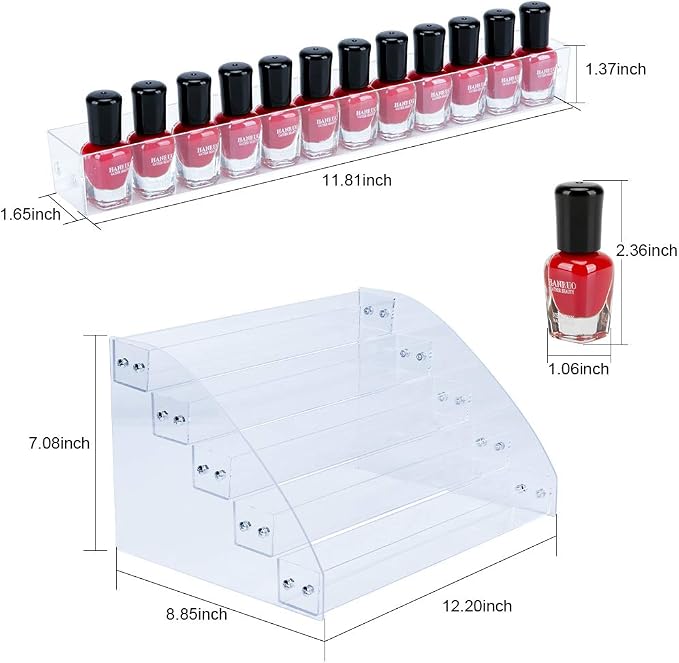 KINGROW Nail Polish Organizer Holder Rack 5 Layers Acrylic Display Rack - Image 2