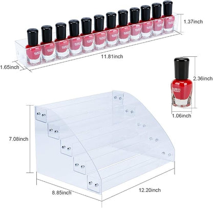 KINGROW Nail Polish Organizer Holder Rack 5 Layers Acrylic Display Rack - Image 2