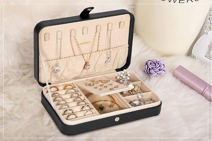 LANDICI Small Jewelry Box for Women Girls, PU Leather Travel Jewelry Case - Image 8