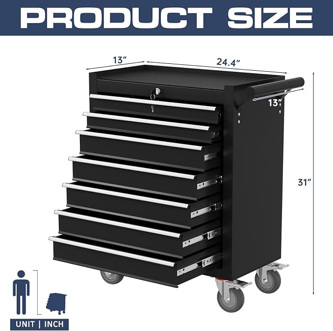 7-Drawer Tool Chest, Rolling Tool Cart - Image 3