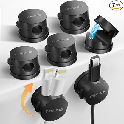 Magnetic Cord Holder for Desk & Nightstand, Strong Adhesive, Fits 8mm Slots for by Yaticrab