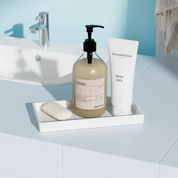 Vanity and Bathroom Tray, 7.7" ABS Countertop Organizer, Waterproof Vanity Tray - Image 3