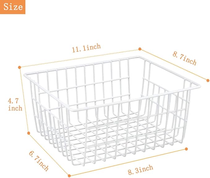 4 Pack White Wire Baskets for Organizing Office Wire Storage Basket White Metal - Image 2