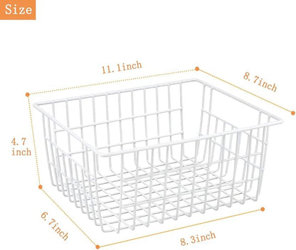 4 Pack White Wire Baskets for Organizing Office Wire Storage Basket White Metal - Image 2