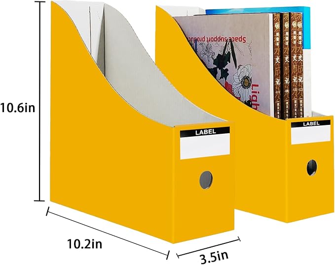 Limitliho 24 Pack Yellow Cardboard Magazine Holder - Image 3