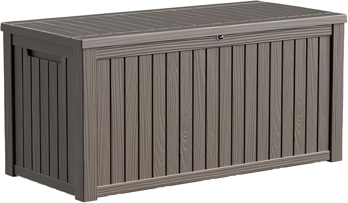 180 Gallon Large Deck Box, Resin Outdoor Storage Box by OutdoorLivingPerfected