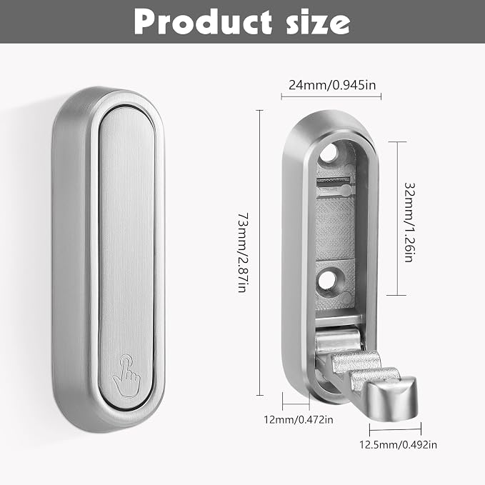 Folding Wall Hooks, 6 Pack, Zinc Alloy, Heavy Duty Coat Hooks | 90° Foldable - Image 3