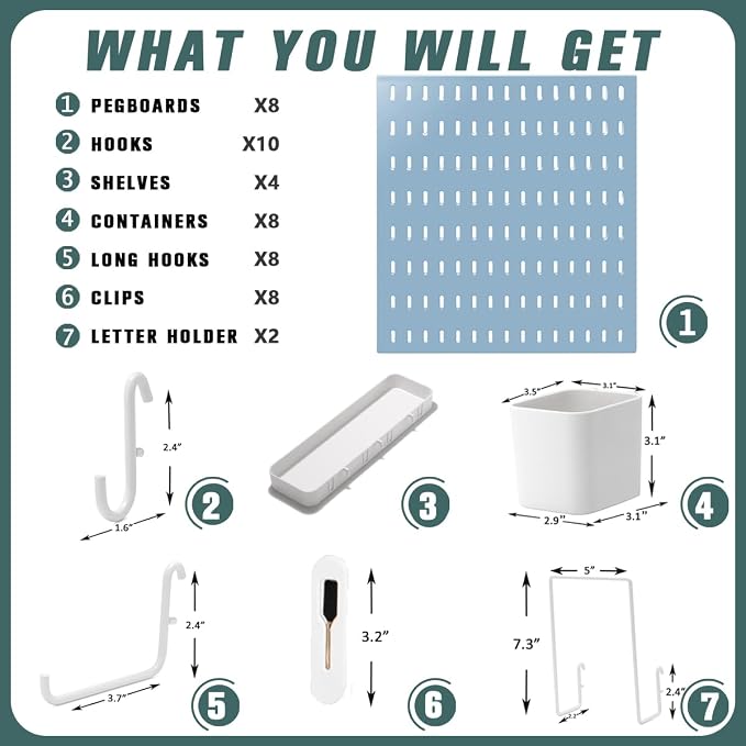 Pegboard Combination Kit, 25.2" x 50.4" Wall Mounted Storage Set - Image 4