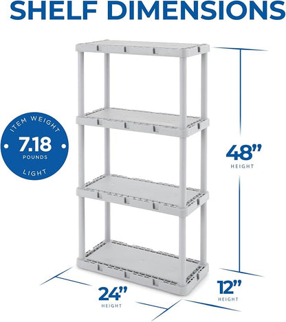 Gracious Living 2 Pack Light Duty Storage Shelves, Knect-A-Shelf 4-Shelf Solid - Image 3
