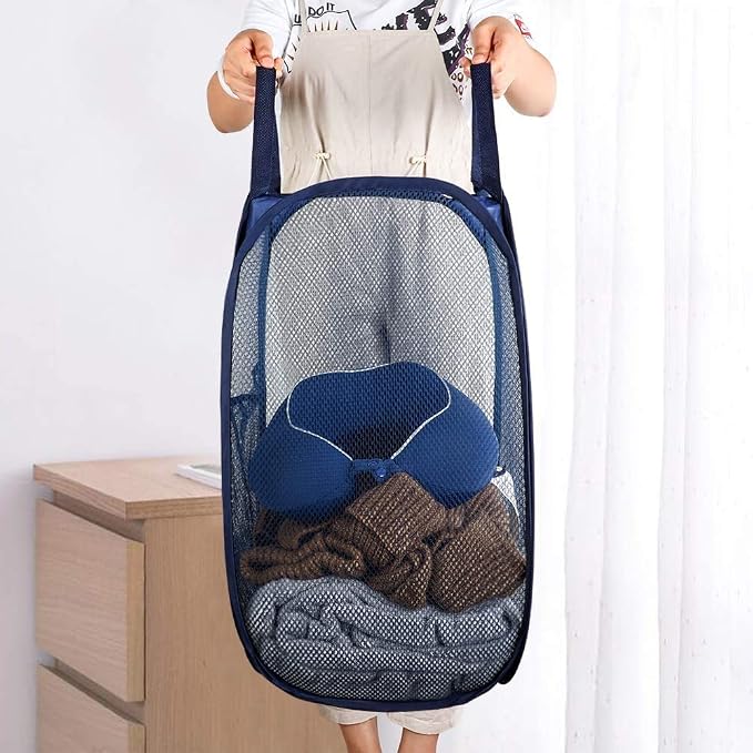 Larpur Popup Mesh Laundry Basket, Collapsible and Portable Clothes Washing - Image 4