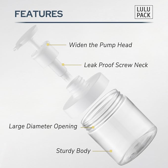 Lulupack Pump Bottle Dispenser for Soap - 8 oz Plastic Empty Container for - Image 3