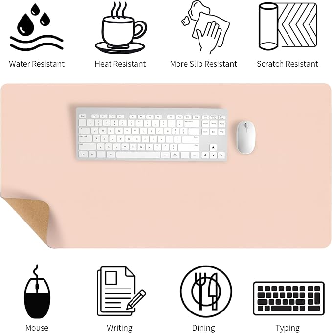 Bloss Pink Desk Mat, Leather Desk Pad, Desk Matt - Image 3