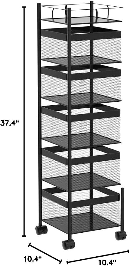 Fruit and Vegetable Basket for Kitchen No Assembly， Rotating Storage Rack - Image 3