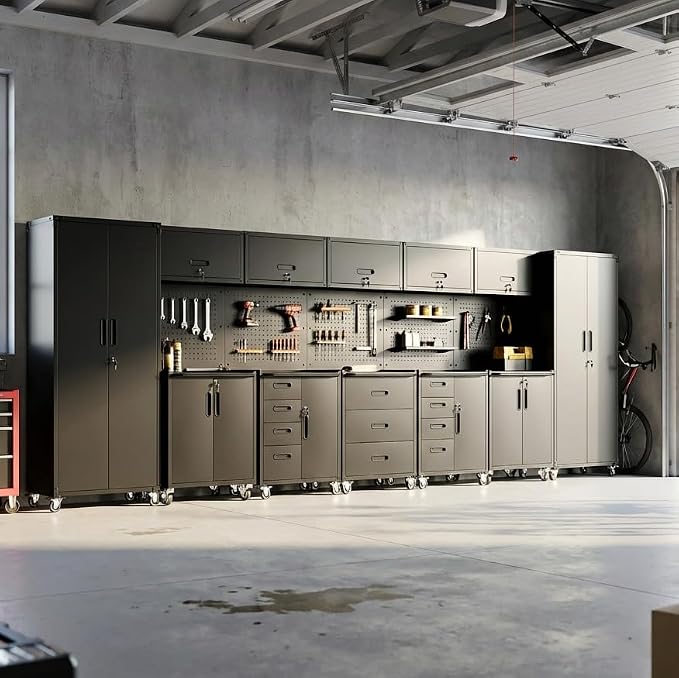 12-Piece Heavy Duty Steel Garage Cabinet System | All-in-One Modular Garage by VIYET