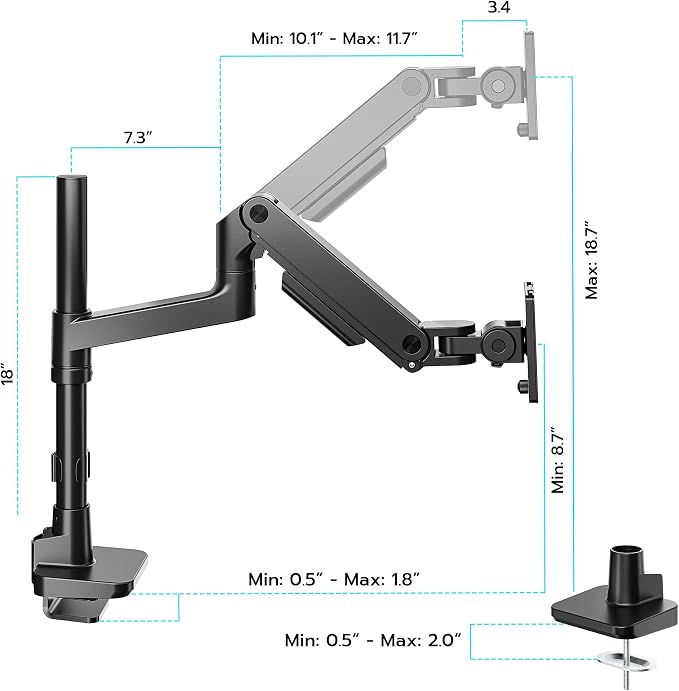 ARES WING Single Monitor Arm Desk Mount - Image 9