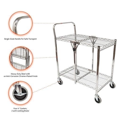 Luxor WSCC-2 Two-Shelf Collapsible Wire Utility Cart - Image 6