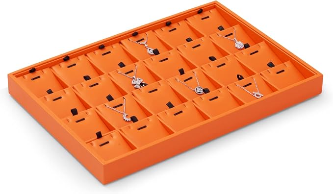 Oirlv Luxury Leather Jewelry Display Tray 24 Grid Jewelry Organizer Tray - Image 5