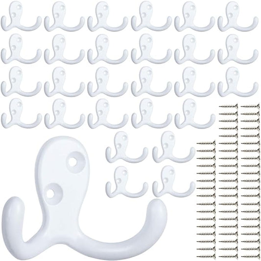 IBosins 28 Pack Heavy Duty Double Prong Coat Hooks Wall Mounted by IBosins