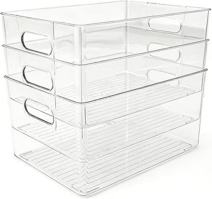 6 Pack Thick Clear Stackable Storage Bins, Cabinet Organizer, Plastiic - Image 8