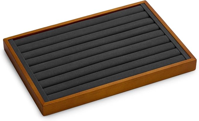 Oirlv Solid Wood Jewelry Tray Ring Earring Display Showcase Jewelry Organizer - Image 8