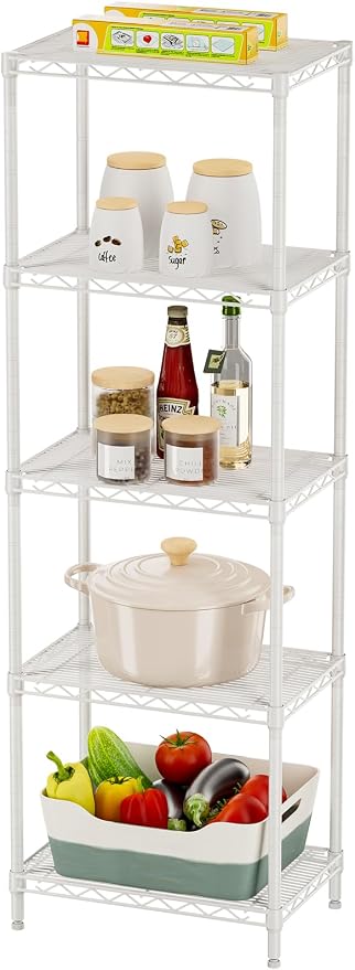 SINGAYE 5 Shelves Storage Shelf Wire Closet Bathroom Organizers Metal Pantry by SINGAYE