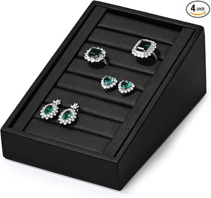 Oirlv Premium PU Leather Ring Tray Display Stand Slotted Ring Showcase Display by Oirlv