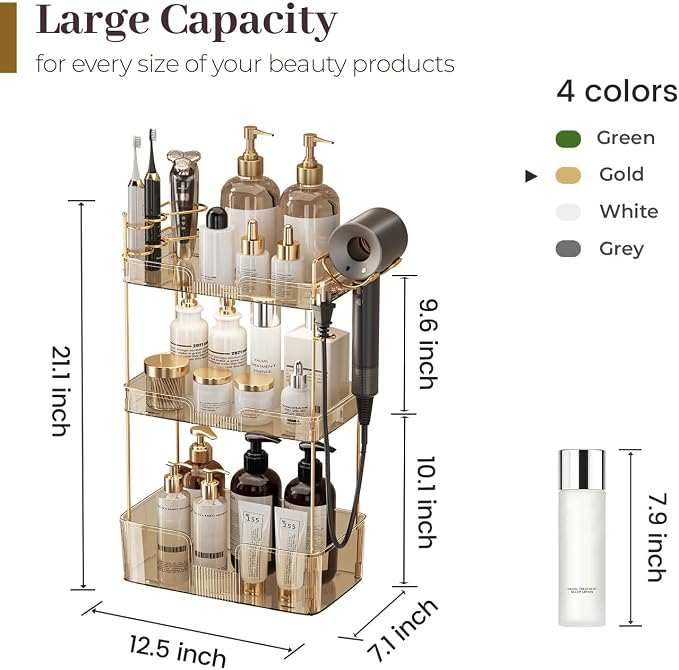 Aveniee Bathroom Counter Organizer, 3 Tier Skincare Perfume Countertop Storage - Image 3