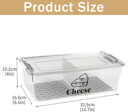 Cheese Container Airtight with Draining Basket Cream Block Cheese Sliced - Image 7