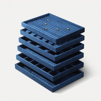 Velvet Stackable Jewelry Display Tray, 24 Grid Earring Ring Storage Tray - Image 9