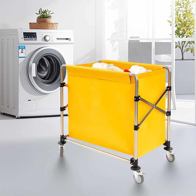 Commercial Laundry Cart with Wheels, Folding Laundry Hamper Cart, Heavy Duty - Image 7