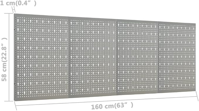 Wall-Mounted Peg Boards 4 pcs 15.7"x22.8" Steel 145350 - Image 8