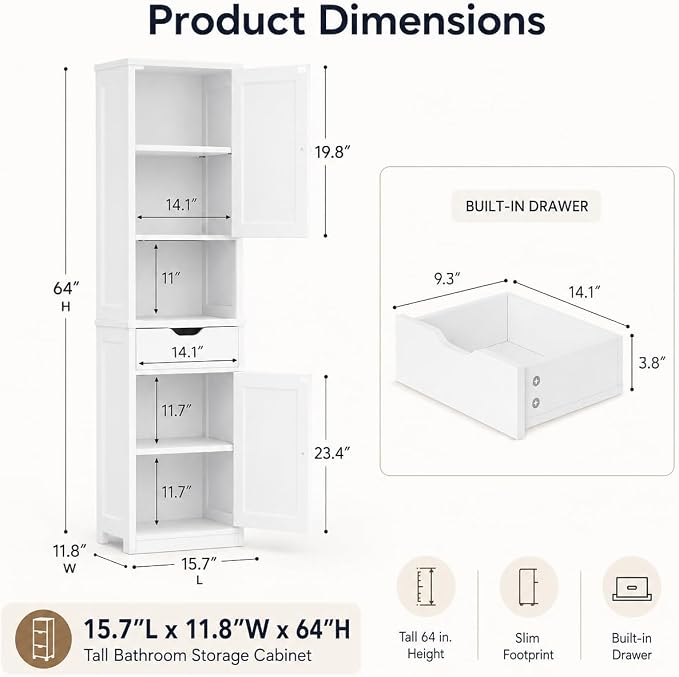 Walsunny Tall Bathroom Storage Cabinet - Image 2