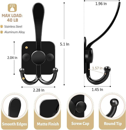 VIS'V 3 Prong Coat Hooks Wall Mount, Metal Self Adhesive Entryway Wall Hooks - Image 6