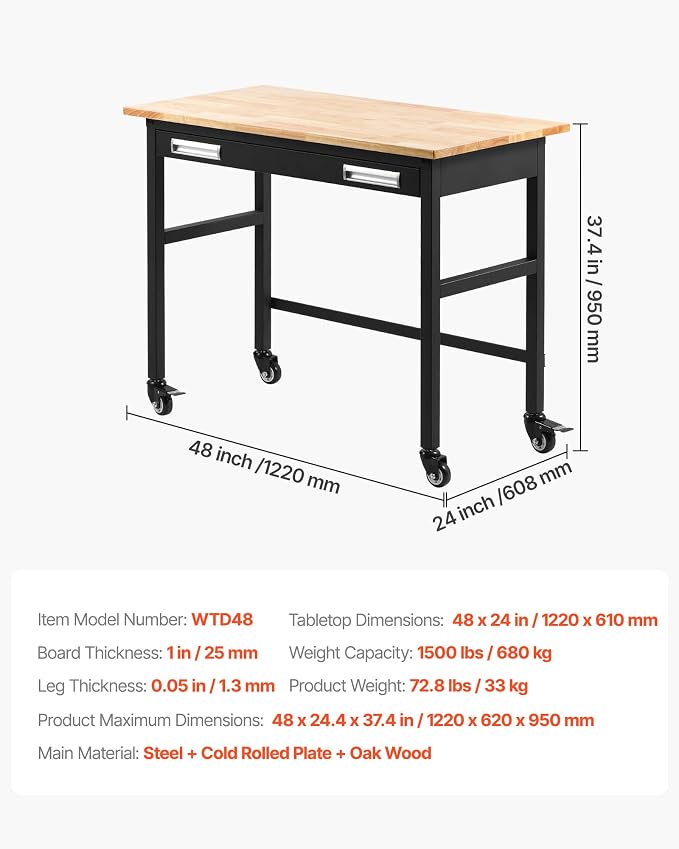 VEVOR Workbench, 48-inch Garage Workbench - Image 7