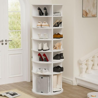 7 Tier Rotating Shoe Rack Tower, 360° Round Rotating Storage Tower, Living Room - Image 7