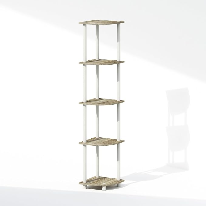 Furinno Turn-N-Tube Storage Shelves, 5-Tier Book Shelf, Corner Shelf - Image 7