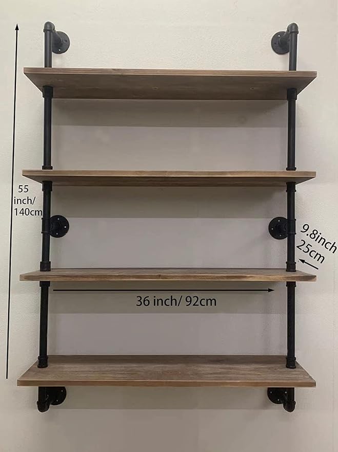 HDDFER Pipe Shelves Industrial Pipe Shelving Shelves Real Wood Industrial - Image 2