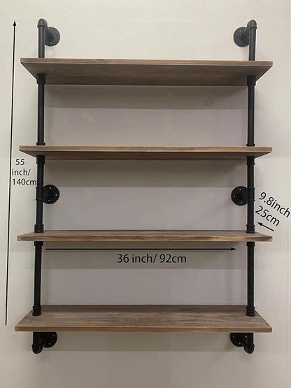 HDDFER Pipe Shelves Industrial Pipe Shelving Shelves Real Wood Industrial - Image 2