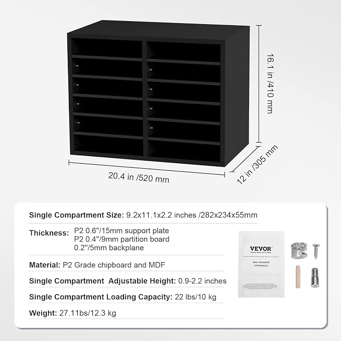 VEVOR Literature Organizers, 12 Compartments Office Mailbox - Image 7
