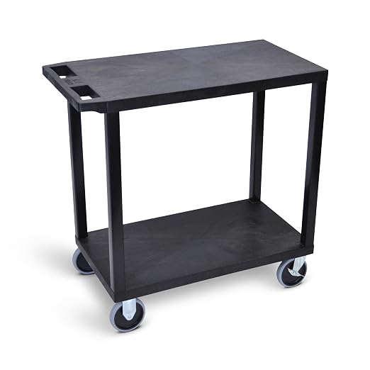 Classroom Basics EC22HD-B Utility Cart, 2 Flat Shelf Rolling Cart - Image 2