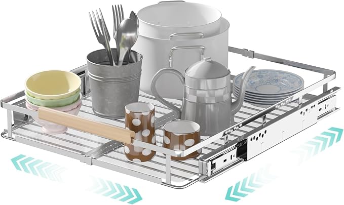 Expandable Pull Out Cabinet Organizer, Adjustable Width:12.3~18.5''W x 22.5''D by jkxoo