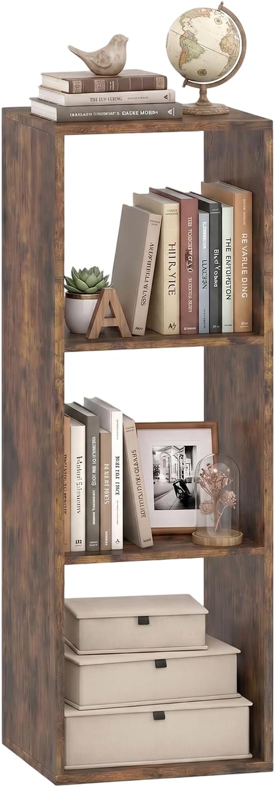 POWERSTONE 3 Cube Storage Organizer, 3 Tier Cubby Bookshelf Freestanding by POWERSTONE%C2%AE