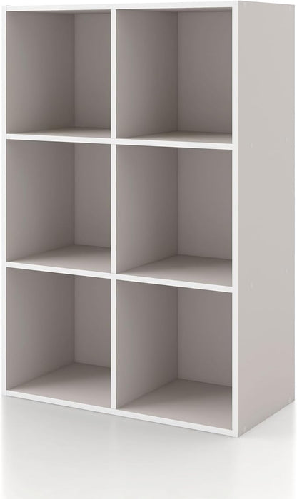 Homes: Inside + Out Apexa 6-Cube Storage Organizer Shelves, Stackable Wood by HOMESInsideOut
